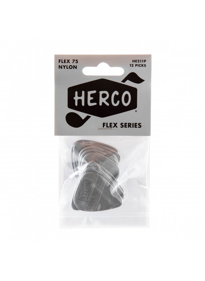 JIM DUNLOP JIM DUNLOP HE211P Flex 75 Nylon Flat Picks, Silver, Heavy, 12/Player's Pack  - Image 4