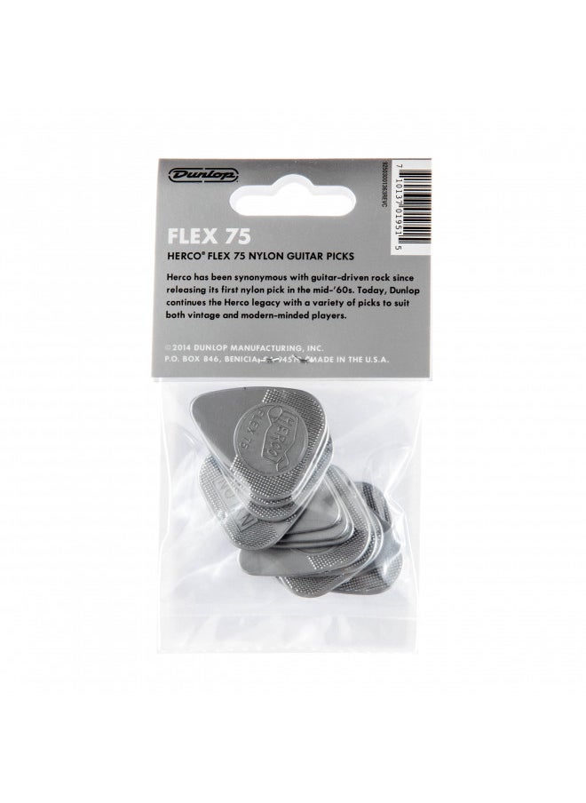 JIM DUNLOP JIM DUNLOP HE211P Flex 75 Nylon Flat Picks, Silver, Heavy, 12/Player's Pack  - Image 5