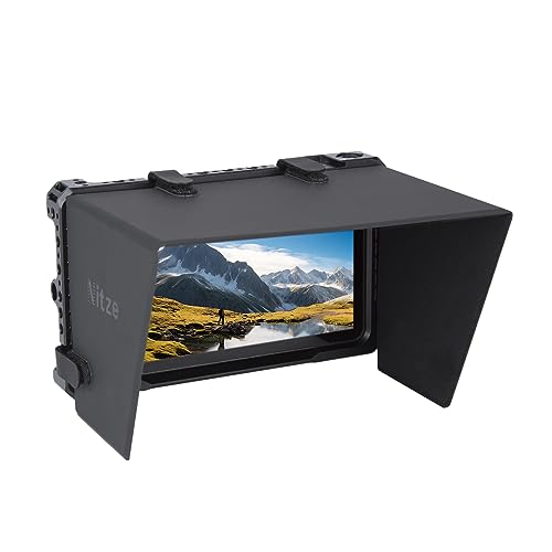 Nitze Cage for PortKeys LH7C/LH7P/LH7H Monitor with Built-in NATO Rail and PU Leather Sunhood - JT-I03B - Image 1