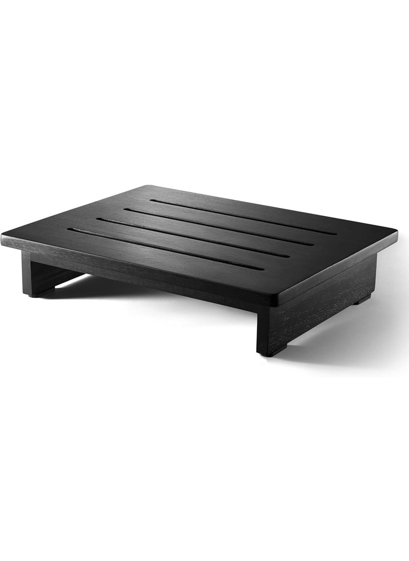 Craftsline Craftsline One Step Stool for Adults 35 Wooden Step Stools for Bed 200lbs Safety Stepping Stool Bathroom Aid for Handicap Elderly Seniors Kid Bathtub High Beds Kitchens Black  - Image 1