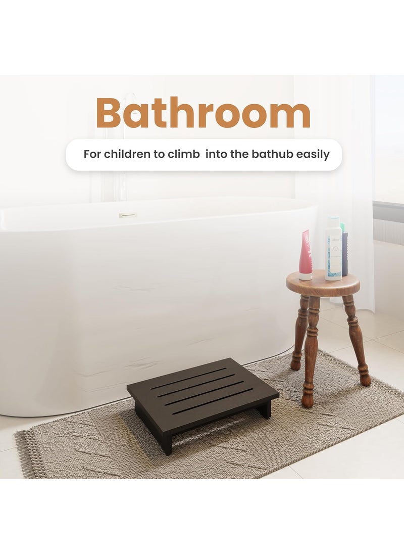 Craftsline Craftsline One Step Stool for Adults 35 Wooden Step Stools for Bed 200lbs Safety Stepping Stool Bathroom Aid for Handicap Elderly Seniors Kid Bathtub High Beds Kitchens Black  - Image 4