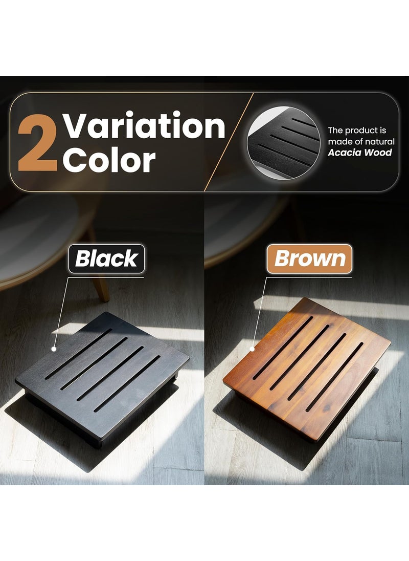 Craftsline Craftsline One Step Stool for Adults 35 Wooden Step Stools for Bed 200lbs Safety Stepping Stool Bathroom Aid for Handicap Elderly Seniors Kid Bathtub High Beds Kitchens Black  - Image 3