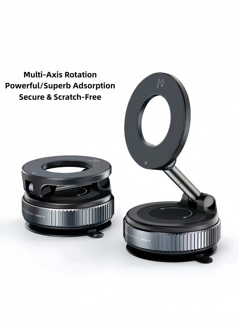 حامل هاتف مغناطيسي بالشفط المفرغ للسيارة - دوران 360 درجة متعدد المحاور، شفط قوي، مقاوم للخدوش، للوحة القيادة والزجاج الأمامي، ويمكن استخدامه في المطبخ للمساعدة في الطهي - Image 3