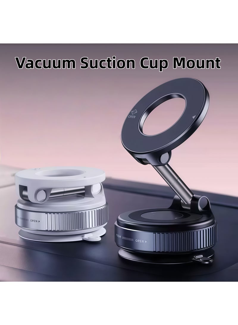حامل هاتف مغناطيسي بالشفط المفرغ للسيارة - دوران 360 درجة متعدد المحاور، شفط قوي، مقاوم للخدوش، للوحة القيادة والزجاج الأمامي، ويمكن استخدامه في المطبخ للمساعدة في الطهي - Image 1