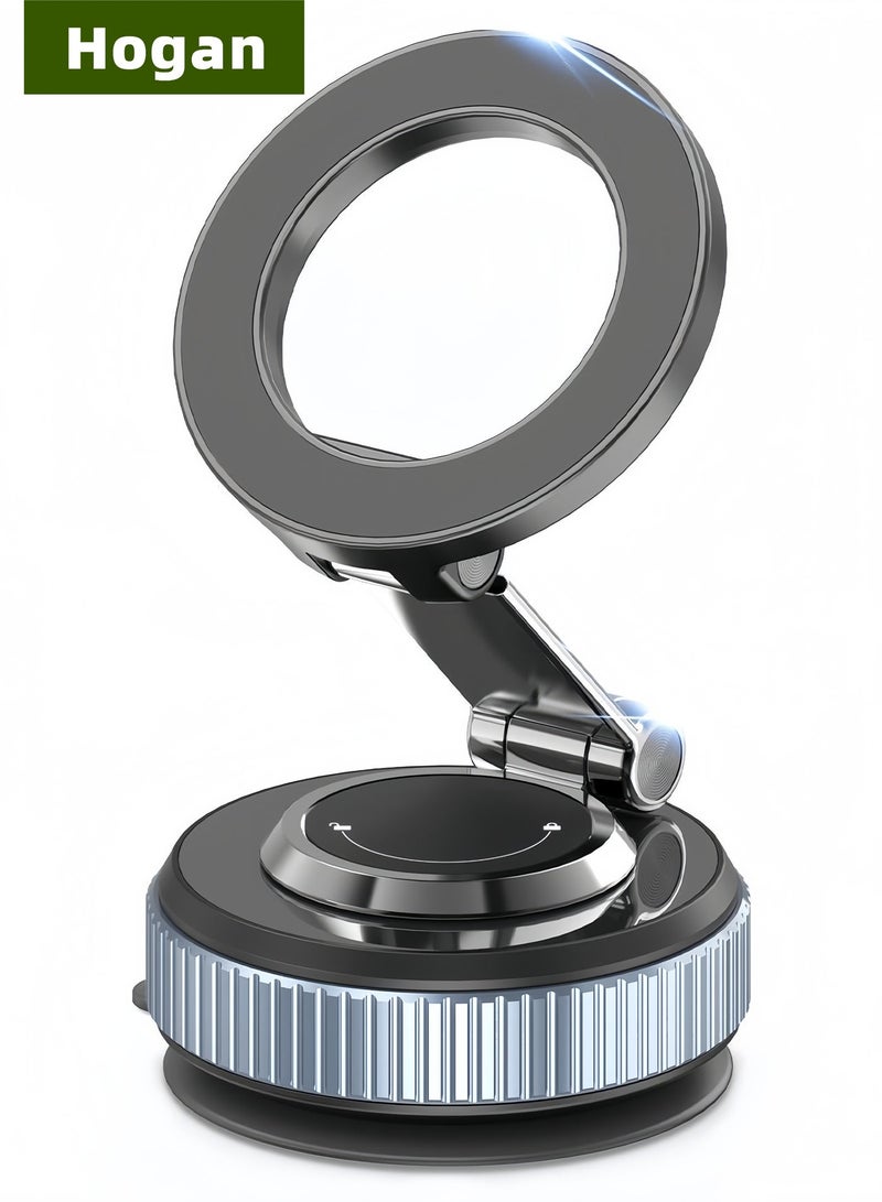 هوجان حامل هاتف مغناطيسي بالشفط المفرغ للسيارة - دوران 360 درجة متعدد المحاور، شفط قوي، مقاوم للخدوش، للوحة القيادة والزجاج الأمامي، ويمكن استخدامه في المطبخ للمساعدة في الطهي - Image 1