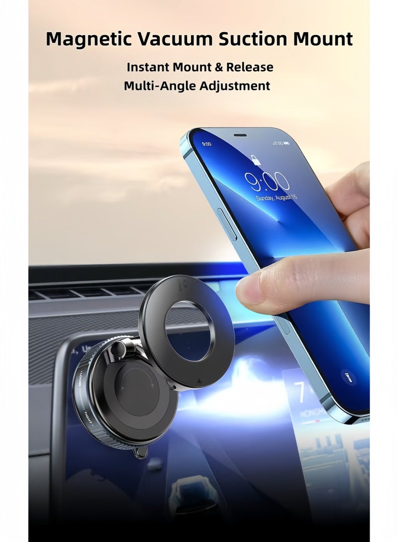 هوجان حامل هاتف مغناطيسي بالشفط المفرغ للسيارة - دوران 360 درجة متعدد المحاور، شفط قوي، مقاوم للخدوش، للوحة القيادة والزجاج الأمامي، ويمكن استخدامه في المطبخ للمساعدة في الطهي - Image 2