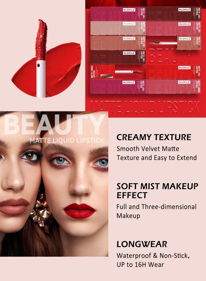 LYSdefeu Matte Liquid Lipstick for Women, 1Pcs Highly Pigmented Color Lip Stain Tint, Super Velvet Matte Lip Gloss, Long Lasting Waterproof Smudgeproof, Non-Stick Cup Lip Makeup,Mother's Day Gift-04# Rose Pink - Image 3