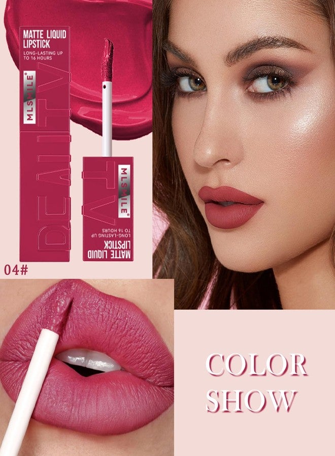 LYSdefeu Matte Liquid Lipstick for Women, 1Pcs Highly Pigmented Color Lip Stain Tint, Super Velvet Matte Lip Gloss, Long Lasting Waterproof Smudgeproof, Non-Stick Cup Lip Makeup,Mother's Day Gift-04# Rose Pink - Image 2