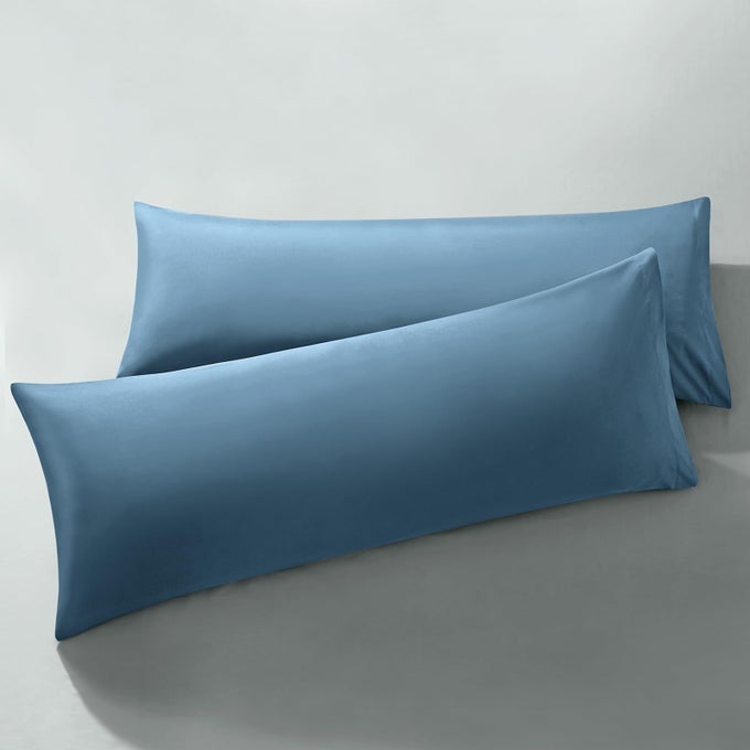 2PCS BRUSHED MICROFIBER BODY PILLOWCASES 20 X 48 INCH SLATE BLUE PILLOW CASE SET NON SLIP ENVELOPE PILLOW COVER WITH MOISTURE ABSORPTION AND ANTIWRINKLE