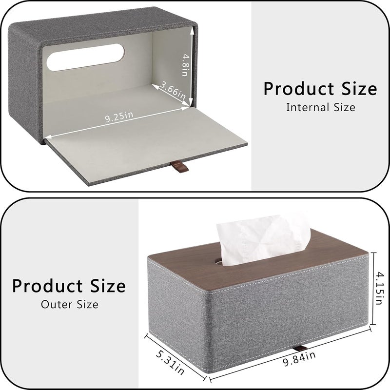 RHCSZ High-end Leather Tissue Box Holder Two Color Matching,Rounded Rectangle Napkin Pumping Paper Case Dispenser, Facial for Home Bathroom Dresser Office Automotive Decoration (Gray) - Image 5