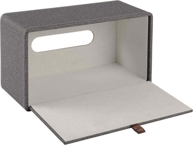 RHCSZ High-end Leather Tissue Box Holder Two Color Matching,Rounded Rectangle Napkin Pumping Paper Case Dispenser, Facial for Home Bathroom Dresser Office Automotive Decoration (Gray) - Image 2