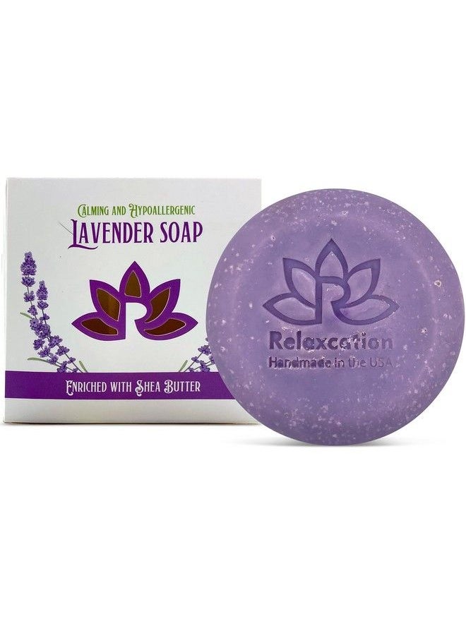 Relaxcation Lavender Soap Bar With Essential Lavender Oil And Shea Butter Calming And Hypoallergeni? Natural Cold Process Soap Handmade In Usa (Lavender Round Soap)  - Image 1
