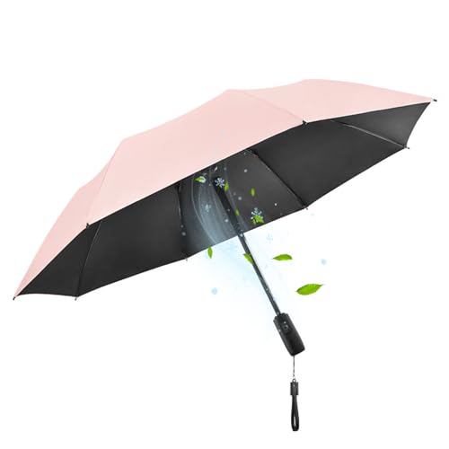 WOOLALA UV Sun Umbrella with Fan, Portable Cooling Fans UPF 50+ Foldable Umbrellas for Sun & Rain, USB Rechargeable Travel Personal Air-Fresh for Heatstroke, Hot Days - Image 1