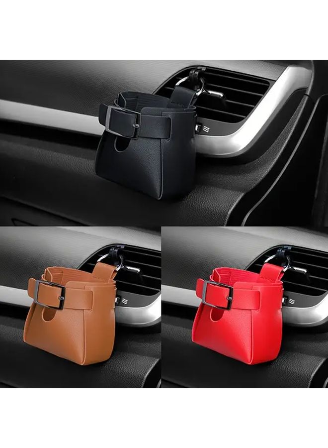 Black Yellow Car Vent Storage Box Air Conditioning Hanging Bag Organizer - Image 2