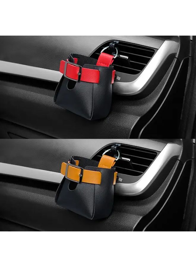 Black Yellow Car Vent Storage Box Air Conditioning Hanging Bag Organizer - Image 3