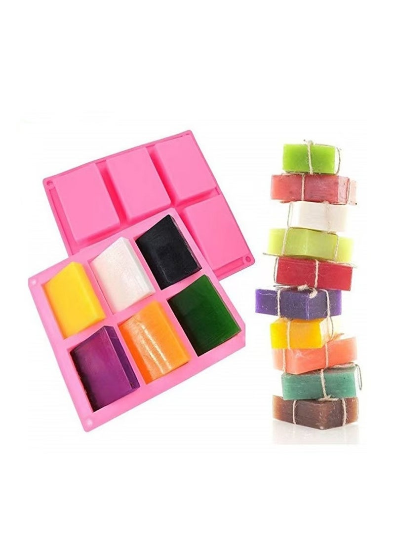 6 Cavity Silicone Cake Mold Chocolate Soap Molds Square Rectangle Shape Handmade Soap Mould Portable Unique Soap Mold Making Tools Birthday Gifts - Image 1