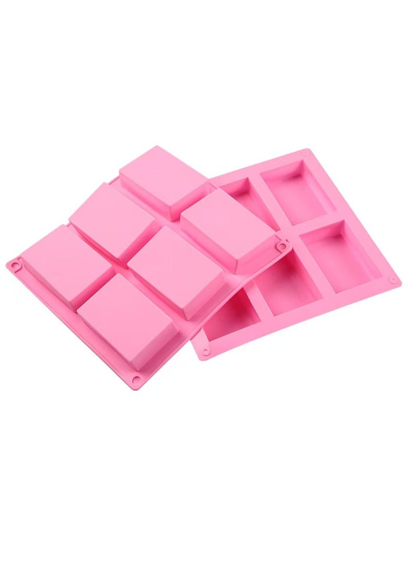 6 Cavity Silicone Cake Mold Chocolate Soap Molds Square Rectangle Shape Handmade Soap Mould Portable Unique Soap Mold Making Tools Birthday Gifts - Image 2
