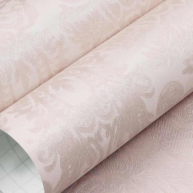 PINK FLORAL DAMASK WALLPAPER PEEL AND STICK WALLPAPER PINK TEXTURED FABRIC WALL PAPER SELF ADHESIVE REMOVABLE CONTACT PAPER FOR GIRLS BEDROOM BATHROOM CABINETS DRAWERS WALLS LINERS 158X80