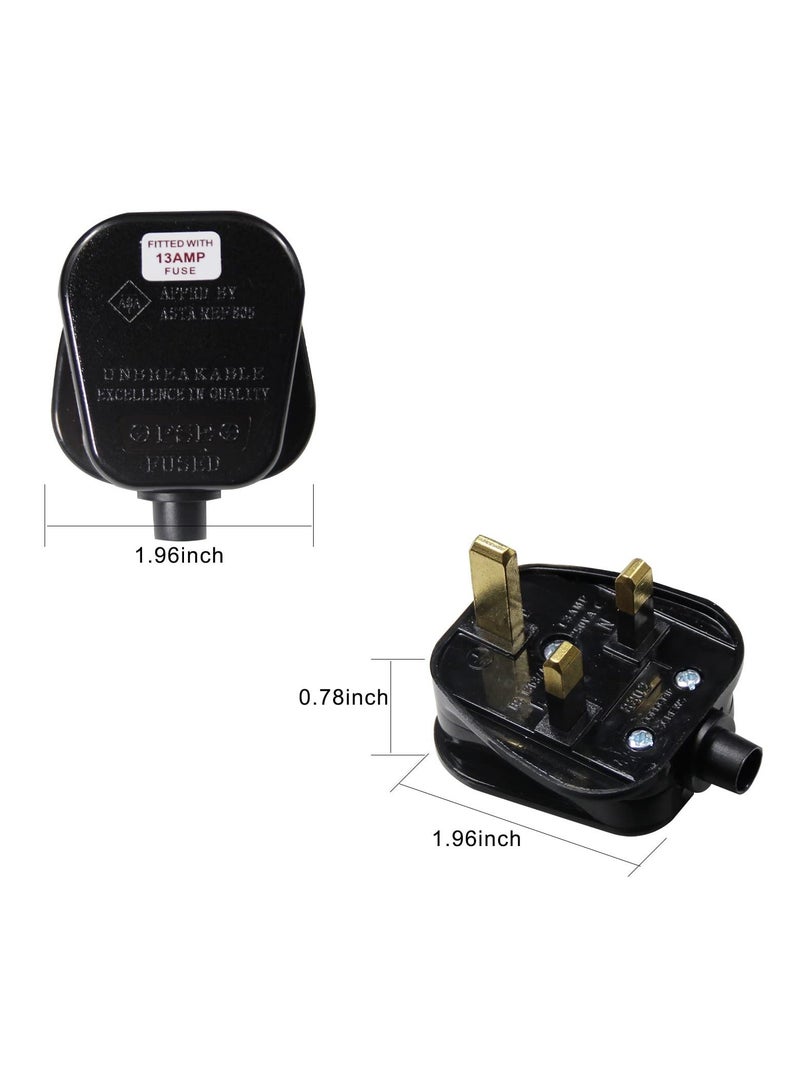 3 Pin UK Plug 13A Fused 250V Mains Plugs, UK Mains Plug for 13A 250V Black 3 Pin Plug 50-60 Hz (6Pcs) - Image 5