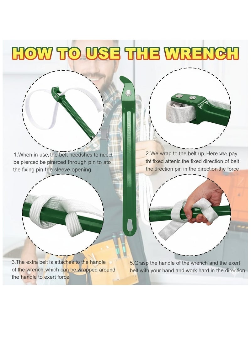 Biella 12" Adjustable Nylon Strap Wrench Pipe, Anti-Sliding Aluminium Oil Filter Fixed Hand Tool, Wrench Pipe Tool for Tractors, Oil Filters, Rubber Joints, Showers & Fuel Filters Etc... - Image 4