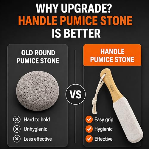 Beauté Secrets Double-Sided Pumice Stone with Handle | Foot Scrubber & Callus Remover for Dead Skin | Pedicure Foot File for Cracked Heels, Corns & Hard Skin – Shower Safe Foot Care Tool - Image 3