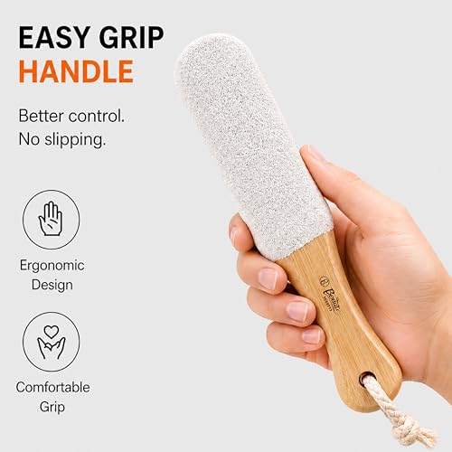 Beauté Secrets Double-Sided Pumice Stone with Handle | Foot Scrubber & Callus Remover for Dead Skin | Pedicure Foot File for Cracked Heels, Corns & Hard Skin – Shower Safe Foot Care Tool - Image 4