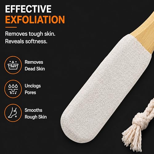 Beauté Secrets Double-Sided Pumice Stone with Handle | Foot Scrubber & Callus Remover for Dead Skin | Pedicure Foot File for Cracked Heels, Corns & Hard Skin – Shower Safe Foot Care Tool - Image 5