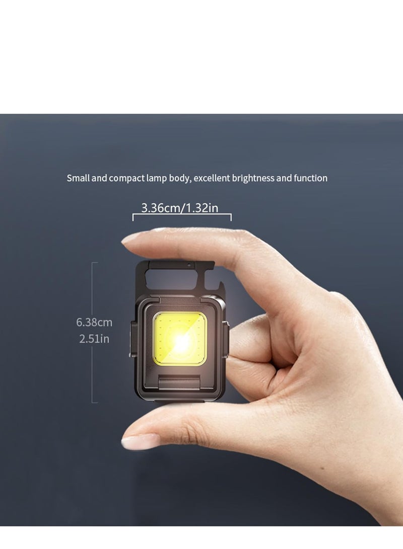 Excefore COB Mini Rechargeable Keychain Work Light, 1000 Lumens 4 Modes, Waterproof Flashlight with Folding Magnet Bracket Bottle Opener, Suitable for Walking, Camping, Repairing, Running Outdoor  - Image 5
