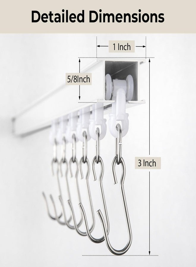 SOMINS Curtain Track, Ceiling Curtain Track with Roller Hooks, Ceiling Mount Rail Set for Room Divider, 6ft - 9ft (White) - Image 5