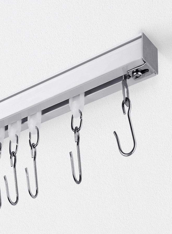 SOMINS Curtain Track, Ceiling Curtain Track with Roller Hooks, Ceiling Mount Rail Set for Room Divider, 6ft - 9ft (White) - Image 1