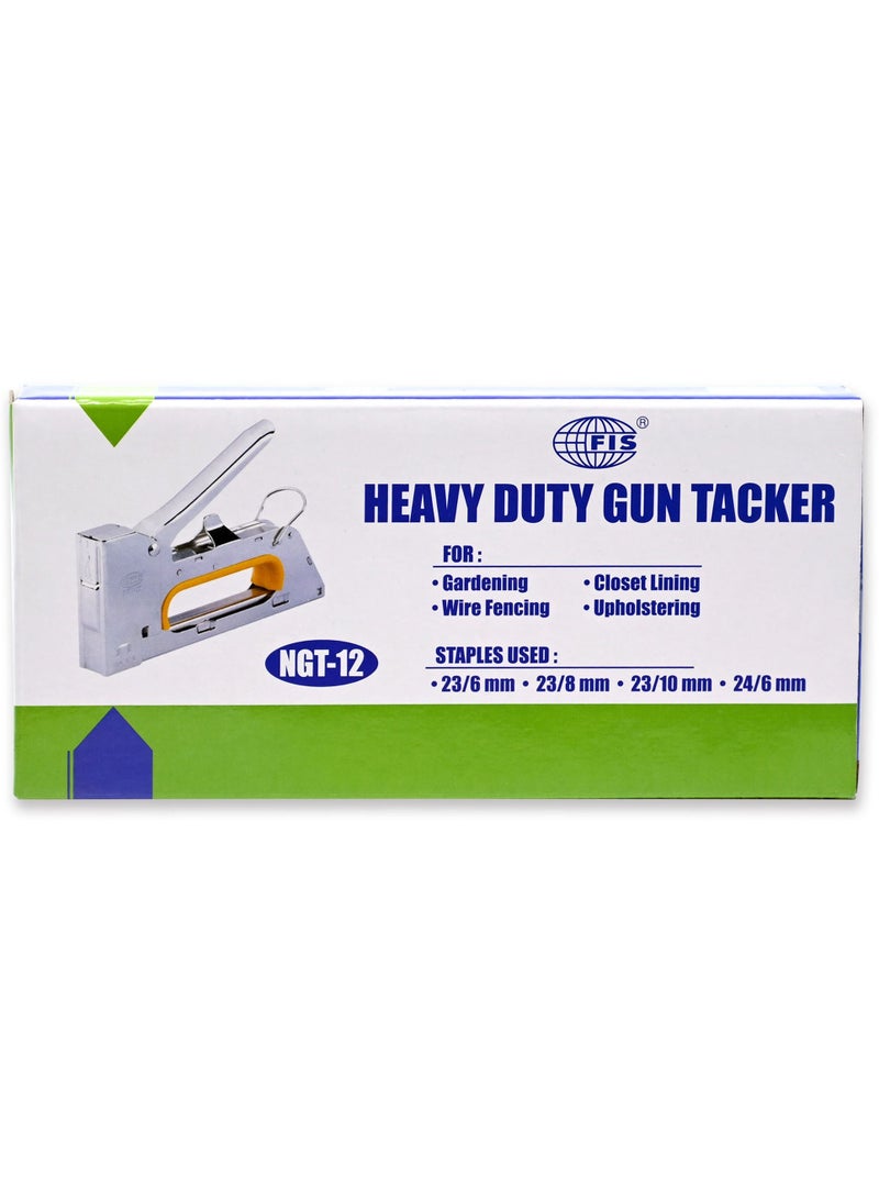 Fis Heavy Duty Metal Stapler Gun Tacker Staples used 23/6,23/8,23/10,24/6 mm Color Silver/Yellow -FSSFNGT-12 - Image 4