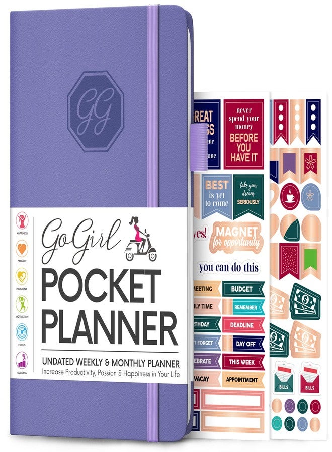 GoGirl Planner and Organizer for Women - Pocket Weekly Planner, Goals Journal & Agenda for Time Management & Productivity. Undated (Lavender) - Image 1