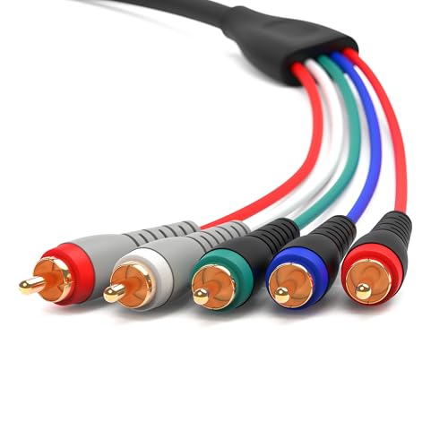 BlueRigger Component Video Cable with Audio (6FT, RCA- 5 Cable, Supports 1080i) - Compatible with DVD Players, VCR, Camcorder, Projector - Image 1