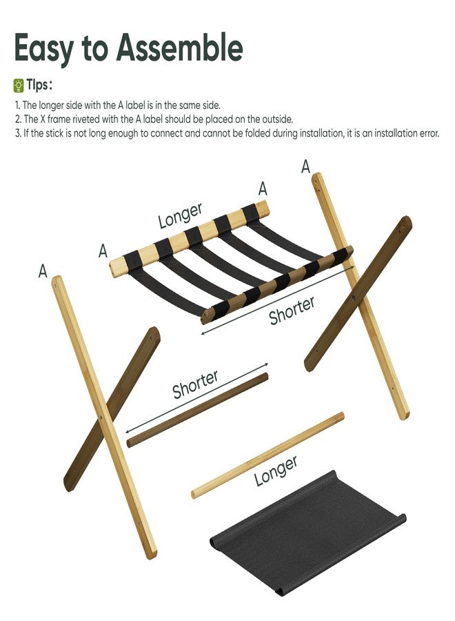 Smart FENDEE 2 Pack Luggage Rack,Folding Suitcase Stand with Storage Shelf, Heavy-Duty Bamboo Luggage Stand fit Most Luggage Size, Holds up to 131 lb, Luggage Rack for Guest Room, Hotel, Bedroom - Image 3