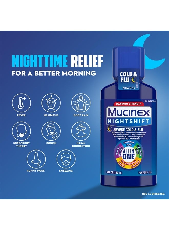 MUCINEX Fast-Max Cold and Flu & Nightshift Severe Cold and Flu Medicine for Adults, Over-the-Counter Medication Combo Pack for Sore Throat Relief, Decongestant, Cough & Cold Medicines, 2 x 6 Fl Oz - Image 5