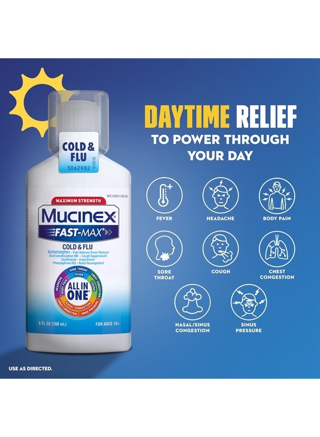MUCINEX Fast-Max Cold and Flu & Nightshift Severe Cold and Flu Medicine for Adults, Over-the-Counter Medication Combo Pack for Sore Throat Relief, Decongestant, Cough & Cold Medicines, 2 x 6 Fl Oz - Image 4