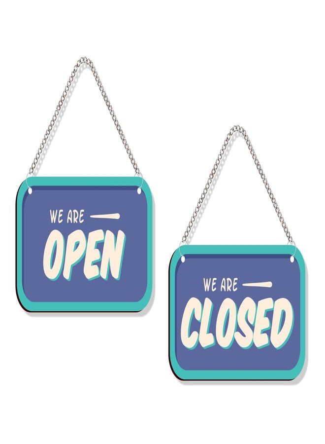 DELWOR Open Closed Sign Bord For Shop Double Side Wodden Door Or Wall Hanging Open Closed Board - Image 1