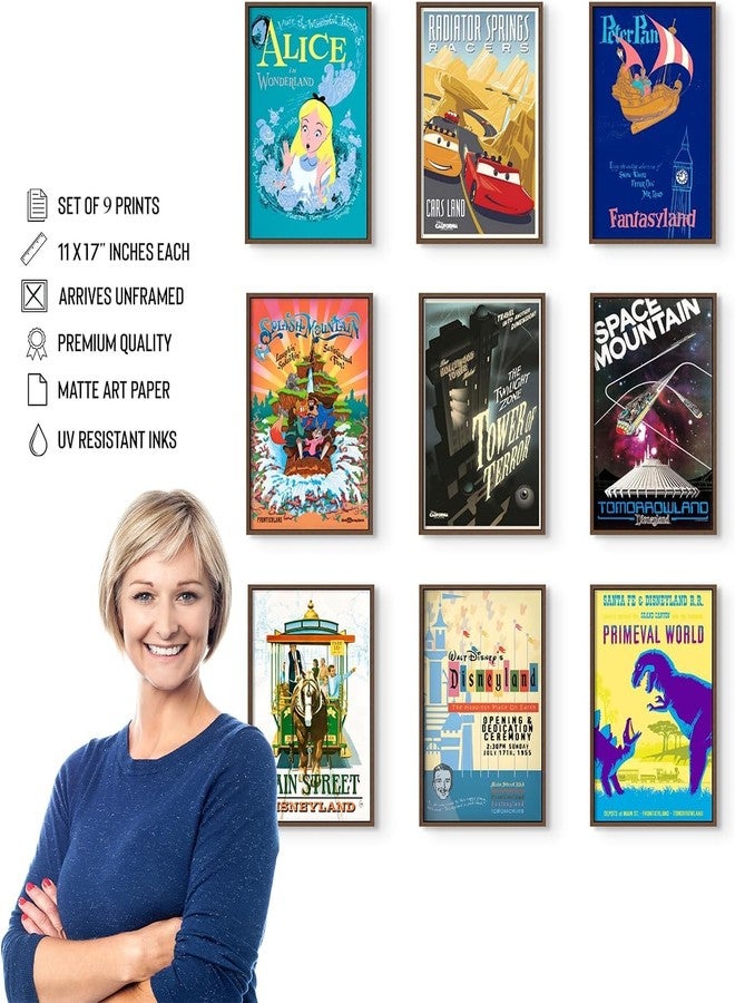 BigWig Prints Disney Parks Wall Art - Disneyland Wall Art, Disneyland Gifts, Vintage Retro Disney Theme Park Merchandise, Splash Mountain Poster, Collectibles, Memorabilia -Unframed Reproduction Set of 9 (11x17") - Image 3