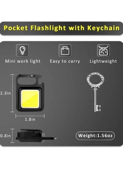 Bukela Keychain Flashlight Cob Keychain Work Light 4 Light Modes Small Emergency Light with Folding Bracket Bottle Opener for Fishing,Camping and Walking 1Pack  - Image 5