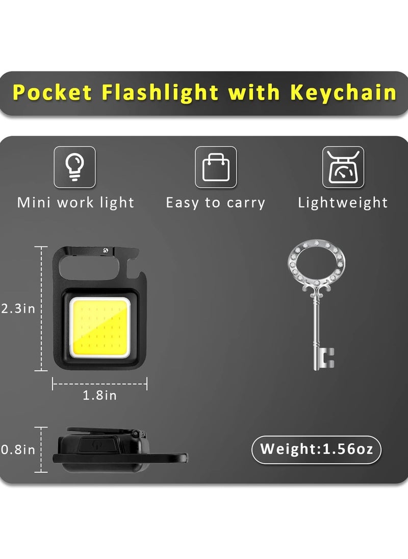 Bukela Keychain Flashlight Cob Keychain Work Light 4 Light Modes Small Emergency Light with Folding Bracket Bottle Opener for Fishing,Camping and Walking 1Pack  - Image 5