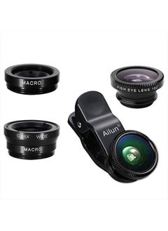 Ailun Phone Lens,by Ailun,3 in 1 Clip On 180 Degree Fish Eye Lens+0.65X Wide Angle+10X Macro Lens,Universal HD Camera Lens Kit for Mobile Phone,Cellphone,Smart Phone  - Image 1