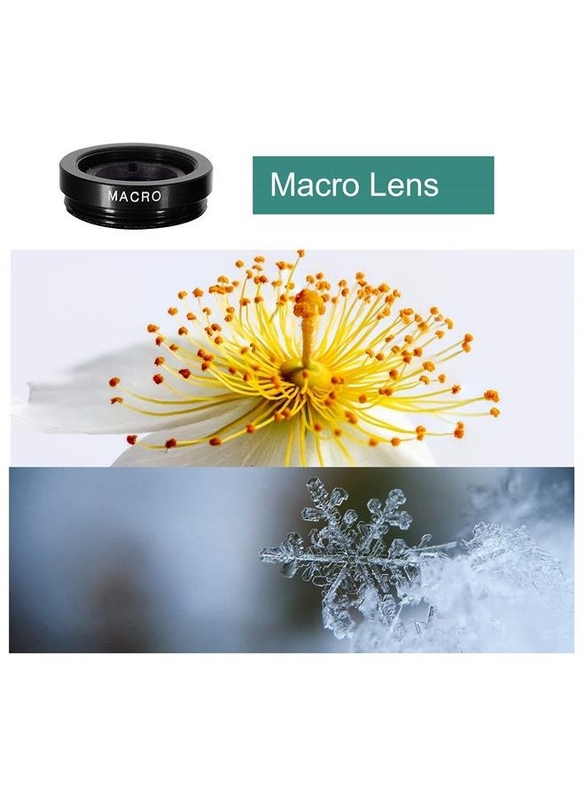 Ailun - Phone Lens,by Ailun,3 in 1 Clip On 180 Degree Fish Eye Lens+0.65X Wide Angle+10X Macro Lens,Universal HD Camera Lens Kit for Mobile Phone,Cellphone,Smart Phone - Image 1