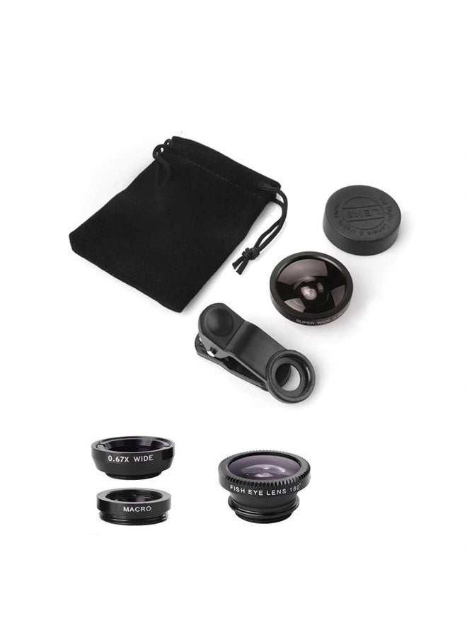 Ailun - Phone Lens,by Ailun,3 in 1 Clip On 180 Degree Fish Eye Lens+0.65X Wide Angle+10X Macro Lens,Universal HD Camera Lens Kit for Mobile Phone,Cellphone,Smart Phone - Image 1