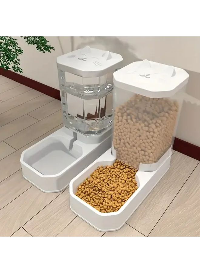 Automatic Pet Water Dispenser And Feeder Set Durable Plastic Large Capacity - Image 1
