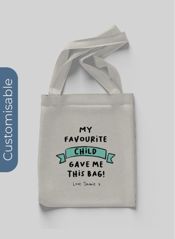 Share the Love My Favorite Child Blue Tote Bag - Personalised Shopping & Everyday Carry Bag - Image 1