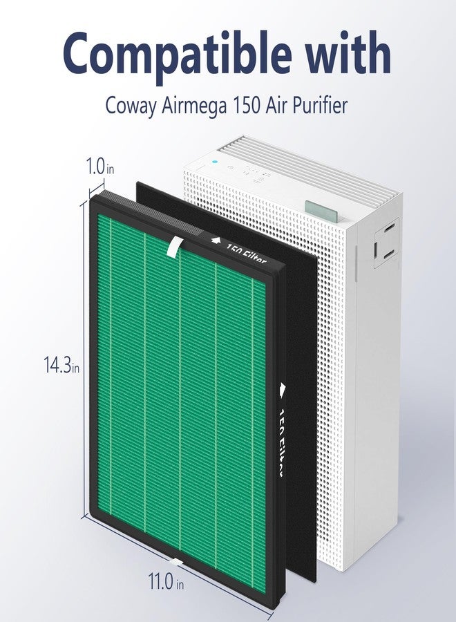 FCFMY 1 Pack 150 True HEPA Replacement Filter Set for Coway Airmega 150 Air Cleaner Purifier with 2 Activated Carbon Filters, Part Number AP-1019C-FP - Image 2