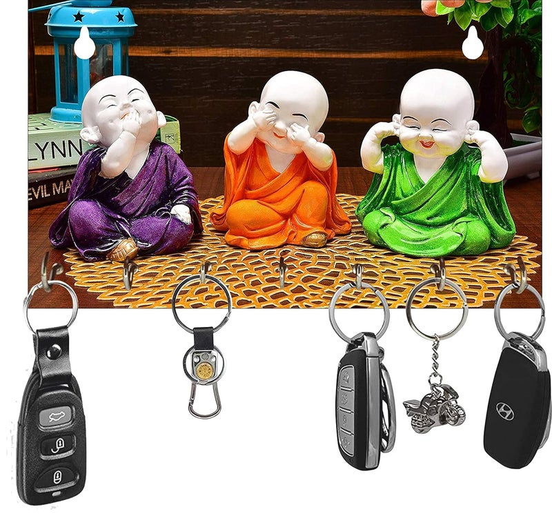 VOMI Lord buddhas Key Holder Home Decor Wooden Art Work Painting Key Holder for Wall Decor 7 Hooks Key Organizer Gift Items for Home Hall Office Decoration Pack of 1 Buddhas Key Holder
