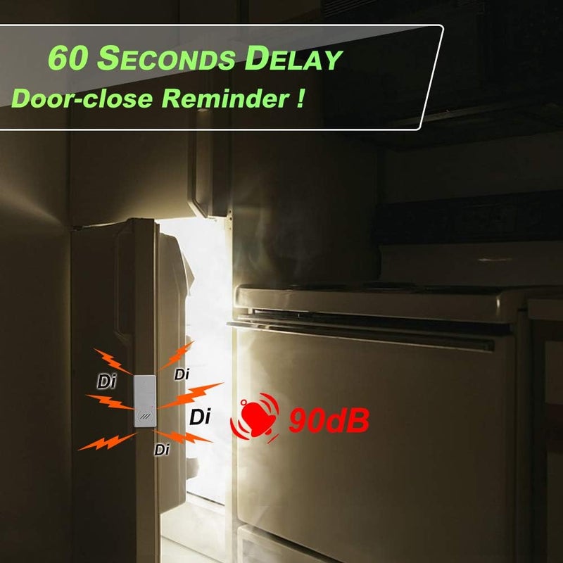 wsdcam Refrigerator Alarm When Opened 60 Seconds Time Delay, 90dB Loud, Ultra-slim Wireless Fridge Alarm Door Open Alarm, Freezer Door Alarm with Delay - Image 3