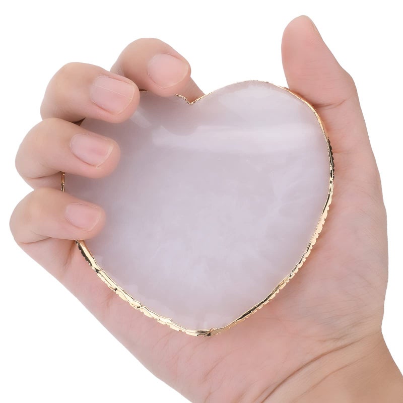 WLLHYF Resin Nail Art Palette Gold Edge Nail Holder Heart Shaped Color Makeup Foundation Mixing Tools Display Board Gel Nail Art Color Mixing Palette Painting Tray Manicure Tool - Image 1
