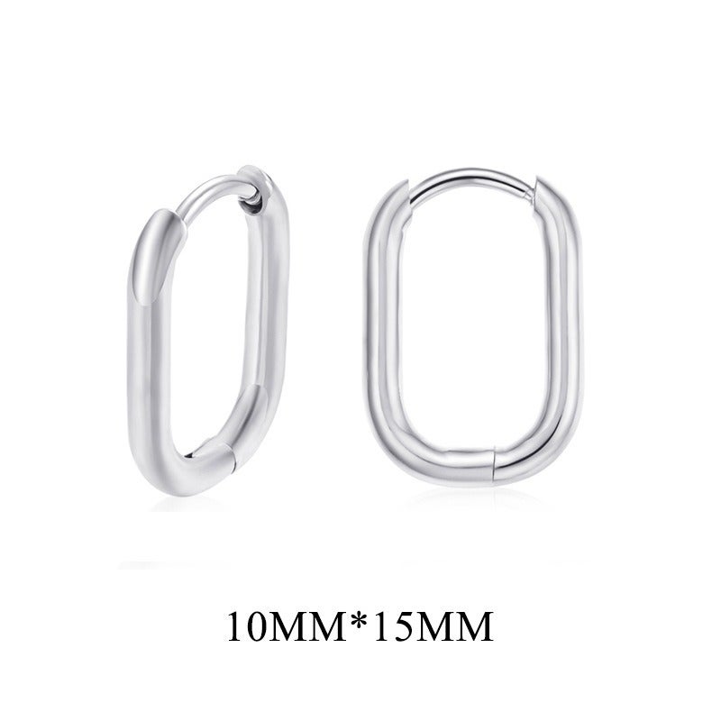 Best-Selling Rectangular Line Cylinder Stainless Steel Earrings, Titanium Steel Ear Clips with K-Gold Plating, Elegant Unisex Jewelry